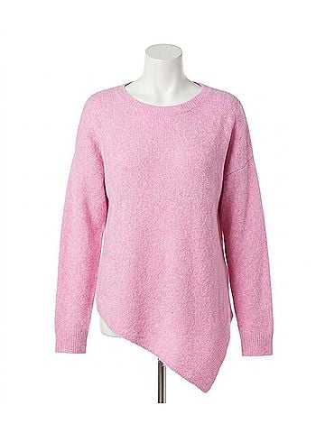 Karen Kane Arlo Asymmetric Hem Sweater in Pink (view 1)
