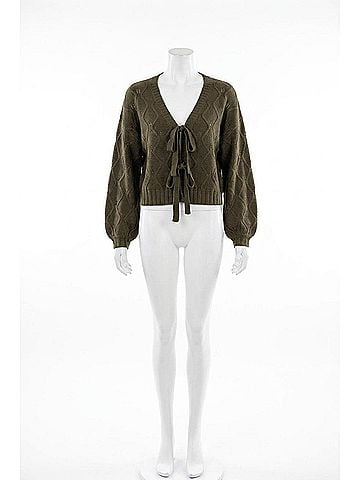 Mikarose Sandy Cardigan Sweater in Green (view 1)