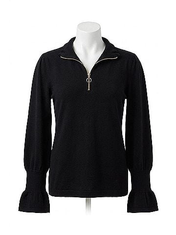 Nic + Zoe Easy Charm Quarter Zip Sweater in Black Onyx (view 1)