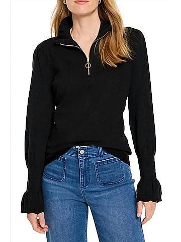 Nic + Zoe Easy Charm Quarter Zip Sweater in Black Onyx (view 2)