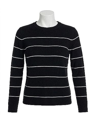 Karen Kane Sayer Stripe Ribbed Sweater in Black And Off-White (view 1)