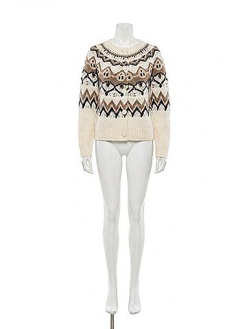 Tribal Long Sleeve Button Down Sweater Cardigan in Moonstone (view 1)