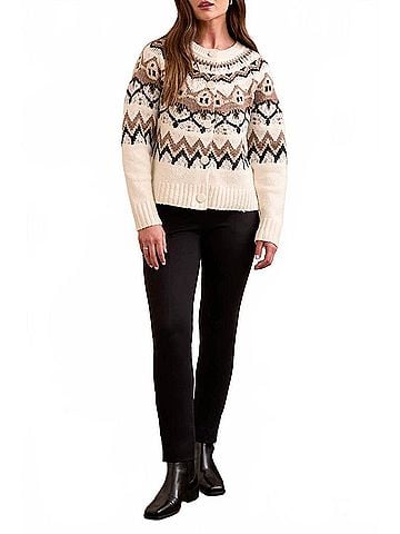 Tribal Long Sleeve Button Down Sweater Cardigan in Moonstone (view 2)