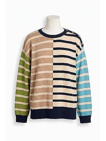 Tribal Stripe Lightweight Crewneck Sweater in Multi (view 1)