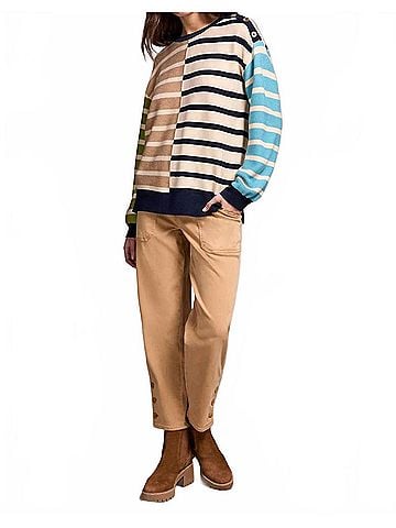 Tribal Stripe Lightweight Crewneck Sweater in Multi (view 2)