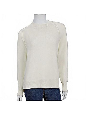 Renuar Luxe Raglan Crewneck Sweater in Cream (view 2)