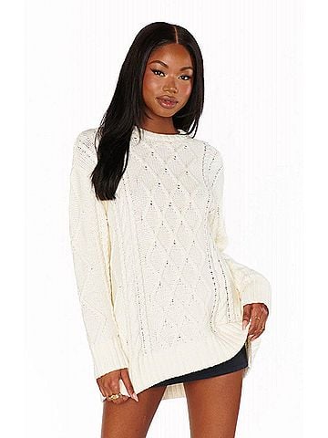 Show Me Your Mumu Every Day Cable Knit Sweater in Cream (view 2)
