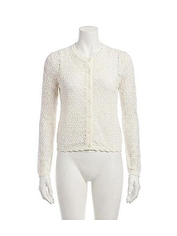 Karen Kane Pointelle Cardigan Sweater in Off White (view 1)