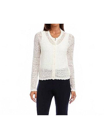 Karen Kane Pointelle Cardigan Sweater in Off White (view 2)