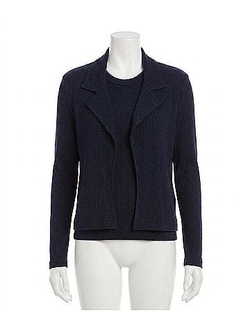 Karen Kane Risa Ribbed Jacket Cardigan in Navy (view 1)