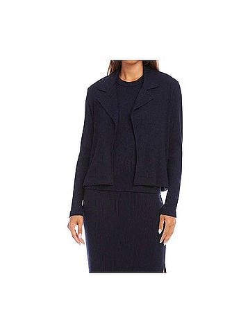 Karen Kane Risa Ribbed Jacket Cardigan in Navy (view 2)