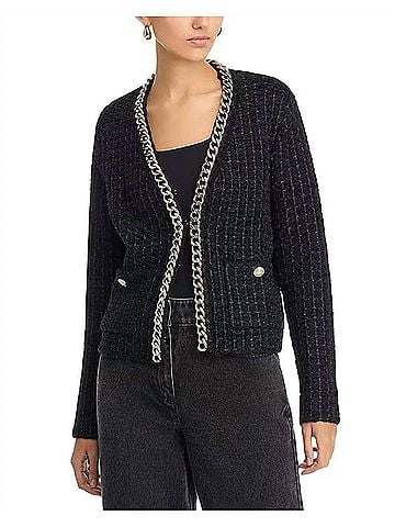 Elie Tahari The Trista Chain Cardigan in Noir (view 2)