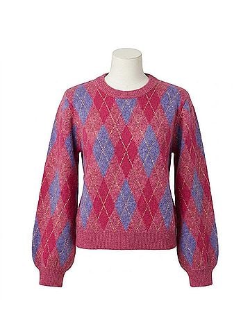John & Jenn Diamond Long Sleeve Sweater in Purple (view 1)