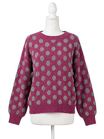 Cotton Bleu Warm Cozy Pullover Sweater Top in Plum (view 1)