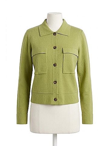 Tribal Dulcie Double Knit Collared Sweater in Wasabi (view 1)