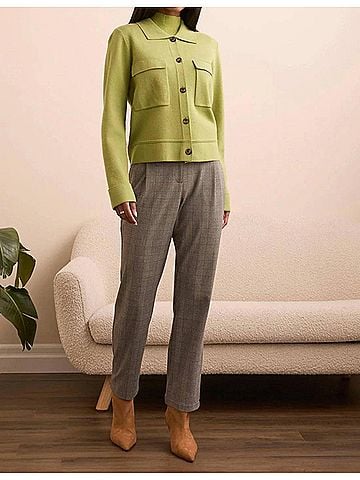 Tribal Dulcie Double Knit Collared Sweater in Wasabi (view 2)
