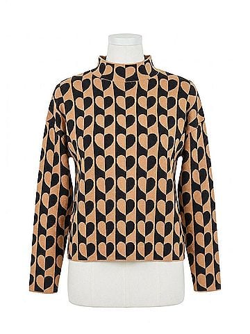 FDJ Mock Neck Jacquard Sweater in Gold (view 1)