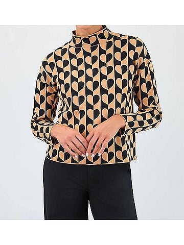 FDJ Mock Neck Jacquard Sweater in Gold (view 2)