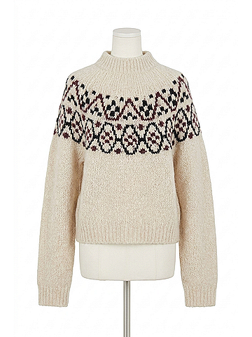 Nili Lotan Chrissy Cashmere Sweater in Beige Melange Fairisle (view 1)