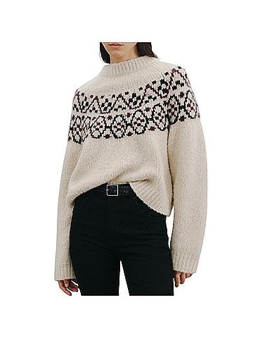 Nili Lotan Chrissy Cashmere Sweater in Beige Melange Fairisle (view 2)