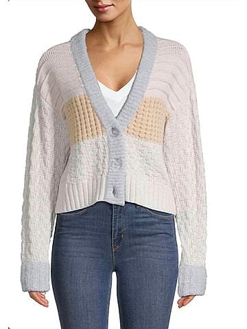 525 America Mixed Media Cardigan in Silver Multi (view 2)