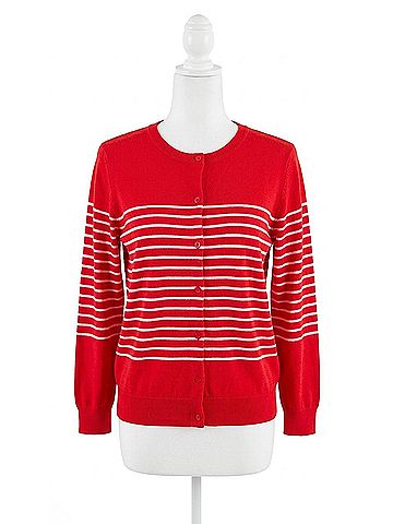 Skies Are Blue Heartbreaker Stripe Cardigan in Red (view 1)