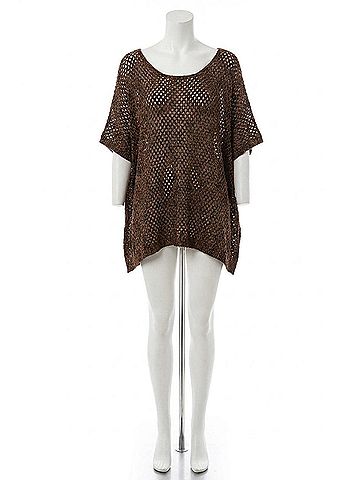French Kyss Crochet Poncho in Spice (view 1)