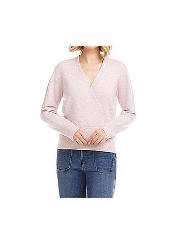 Karen Kane Starling Sequin Wrap Sweater in Soft Pink (view 2)