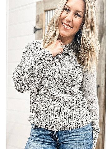Tribal Long Sleeve Mock Neck Sweater in Onyx (view 2)
