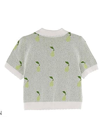 525 America Women's Collared Pears Top in Bleach White Multi (view 2)