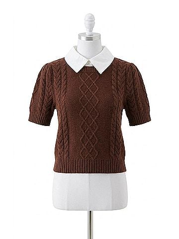 Central Park West Astrid Twofer Poof Sleeve Polo in Brown (view 1)
