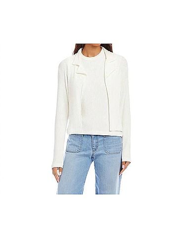 Karen Kane Risa Ribbed Jacket Cardigan in Off-White (view 2)