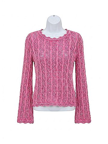 FDJ Long Sleeve Garment Dye Sweater Top in Fuschia (view 1)