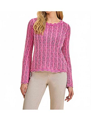 FDJ Long Sleeve Garment Dye Sweater Top in Fuschia (view 2)