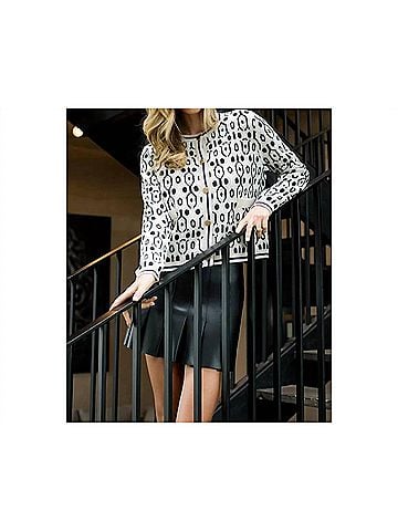 THML Geometric Pattern Knit Cardigan in Soft Beige (view 2)