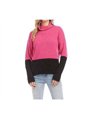 Karen Kane Harlow Colorblock Sweater in Hot Pink /Black (view 2)