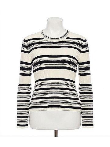 Karen Kane Sonnet Stripe Ribbed Sweater Top in Black/ Cream (view 1)