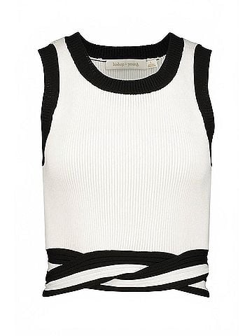 Bishop + Young Women's Color Block Sweater in White (view 1)
