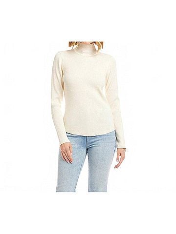 Karen Kane Ribbed Turtleneck Sweater in Cream (view 2)