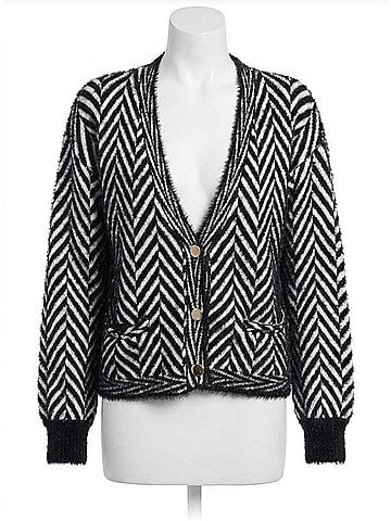 Love Token Davner Herringbone Cardigan in Black (view 1)