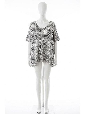 French Kyss Crochet Poncho in Frost (view 1)
