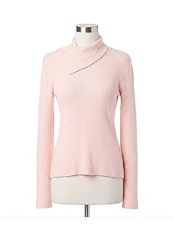 Karen Kane Drape Neck Turleneck Lightweight Sweater in Rose (view 1)