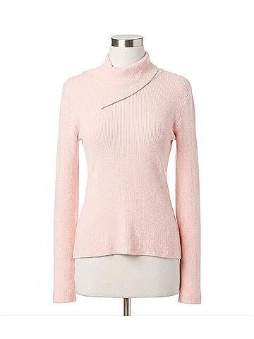 Karen Kane Drape Neck Turleneck Lightweight Sweater in Rose (view 1)