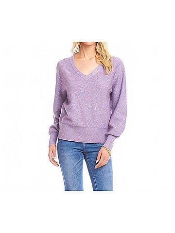 Karen Kane Sequin V-Neck Sweater in Lavender (view 2)