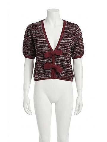 525 America Elaine Marled Bow Front Cardigan in Oxblood Multi (view 1)