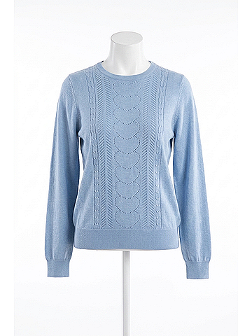 P.J. Salvage Pretty In Pointelle Long Sleeve Lounge Sweater Top in Dusty Blue (view 1)