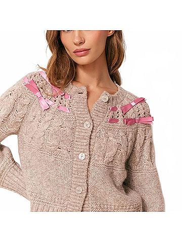 LoveShackFancy Clementian Cardigan in Oatmeal (view 2)