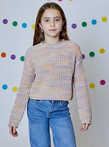 Design History Girls Rainbow Combo Sweater in Multi (view 2)