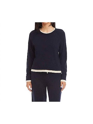 Karen Kane Cleo Contrast Crewneck Sweater in Navy And Cream (view 2)