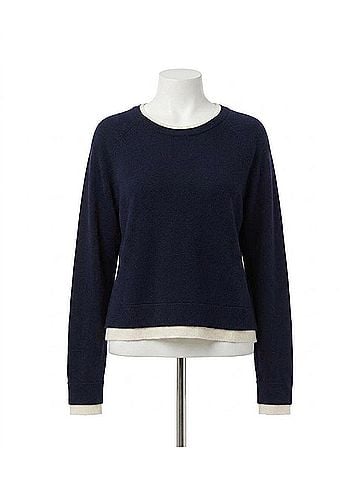 Karen Kane Cleo Contrast Crewneck Sweater in Navy And Cream (view 1)